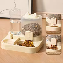 2-in-1 Large Pet Feeder & Water Dispenser, Dry Wet Separation, Durable Plastic, Transparent, No Battery, For Cats Dogs Travel