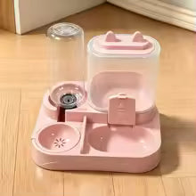 2-in-1 Large Pet Feeder & Water Dispenser, Dry Wet Separation, Durable Plastic, Transparent, No Battery, For Cats Dogs Travel