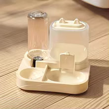 2-in-1 Large Pet Feeder & Water Dispenser, Dry Wet Separation, Durable Plastic, Transparent, No Battery, For Cats Dogs Travel