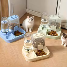 2-in-1 Large Pet Feeder & Water Dispenser, Dry Wet Separation, Durable Plastic, Transparent, No Battery, For Cats Dogs Travel